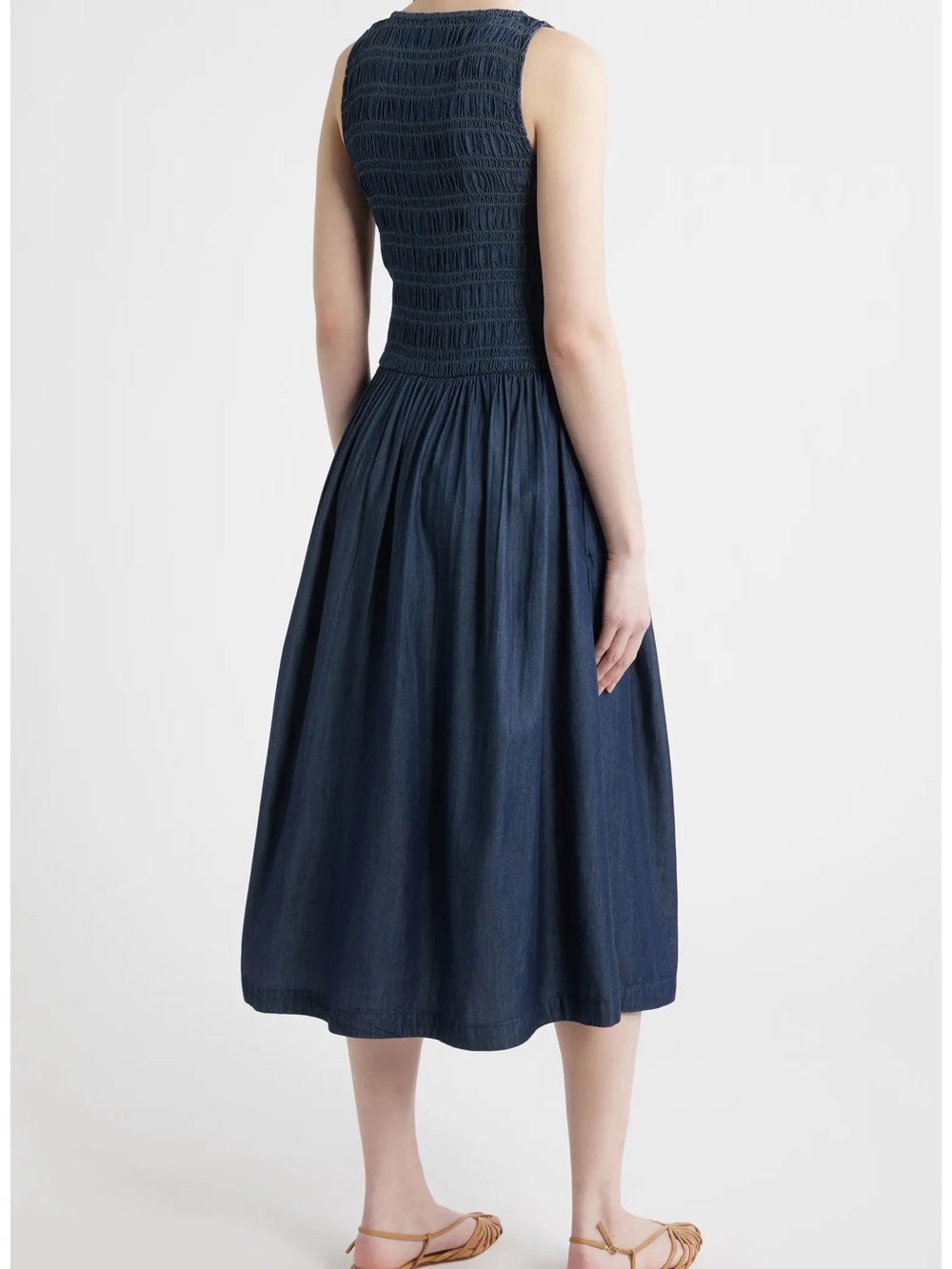 Madewell Denim Smocked Boat Neck Maxi Dress Medium - Picture 6 of 6